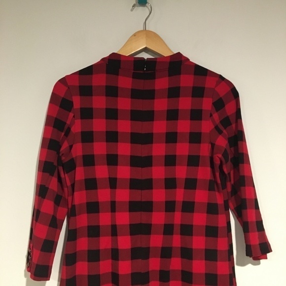 TALBOTS BUFFALO PLAID MOCK NECK KNIT COTTON SHIFT DRESS SZ MP - Picture 8 of 9